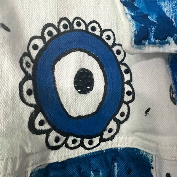 Evil eye white denim jacket - Picture 4 of 6